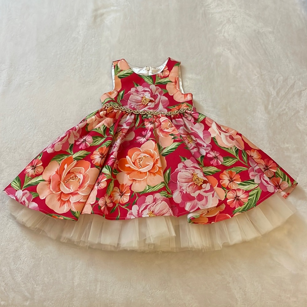 American Princess Vibrant Floral Dress with Tulle